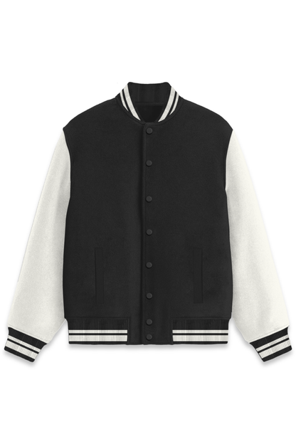 Varsity Jacket with Button Closure - Pre-Shrunk, Cotton Regular Fit With Two Front Pocket