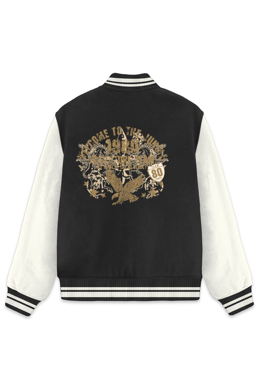 Varsity Jacket with Button Closure - Pre-Shrunk, Cotton Regular Fit With Two Front Pocket