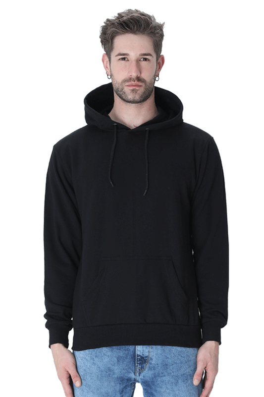 Premium Cotton Hooded Sweatshirt – Super Combed, Bio-Washed, Regular Fit black