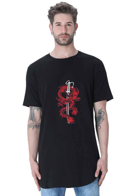 Premium Bio-Washed Longline T-Shirt with Curved Hem