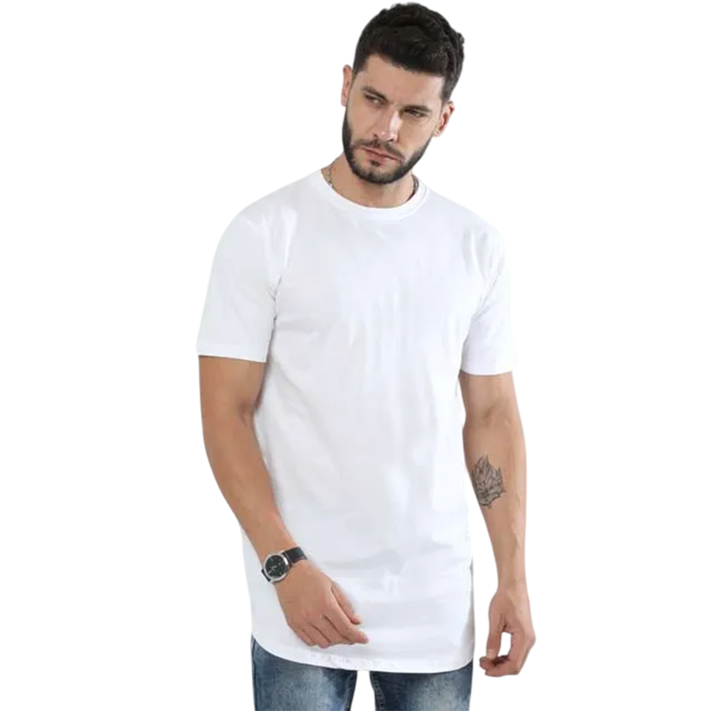 Premium Bio-Washed Longline T-Shirt with Curved Hem