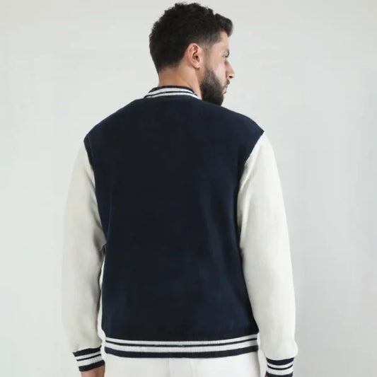 Varsity Jacket with Button Closure - Pre-Shrunk, Cotton Regular Fit With Two Front Pocket